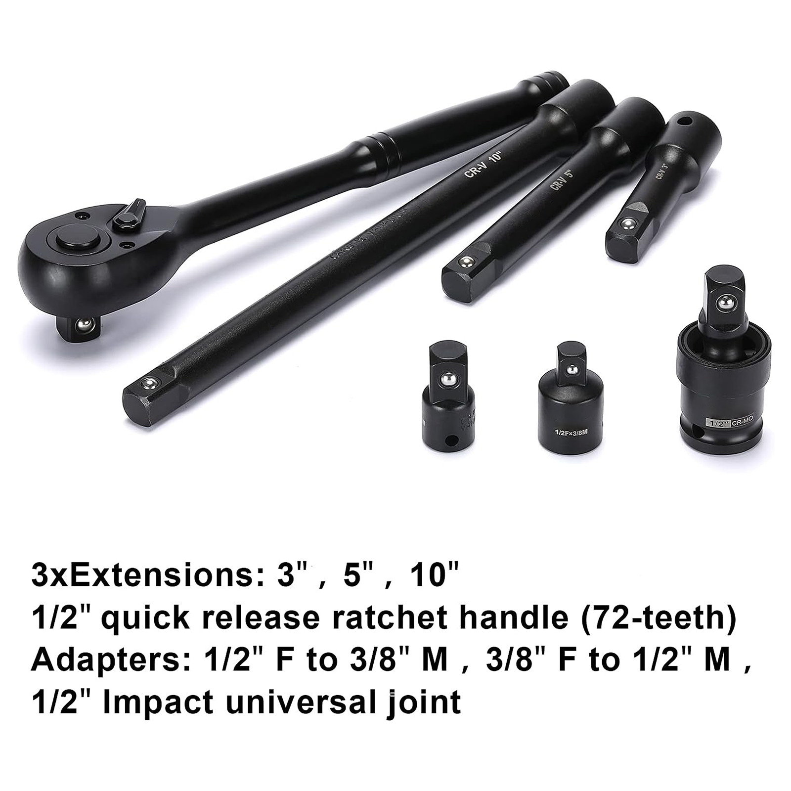 1/2″ 70 Pieces Impact Socket Master Set, SAE & Metric from 5/16″-1-1/4″, 8-24mm