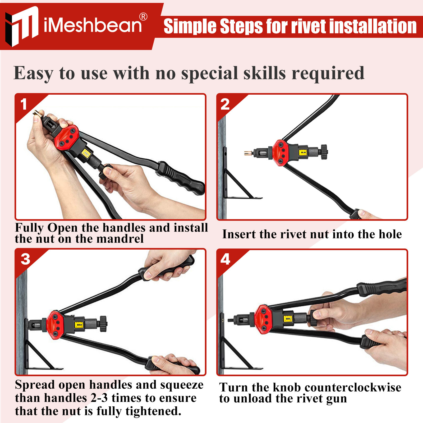 16″ Rivet Nut Tool Kit w/ 11PC Metric & SAE Mandrels Thread Setting Tool Setter