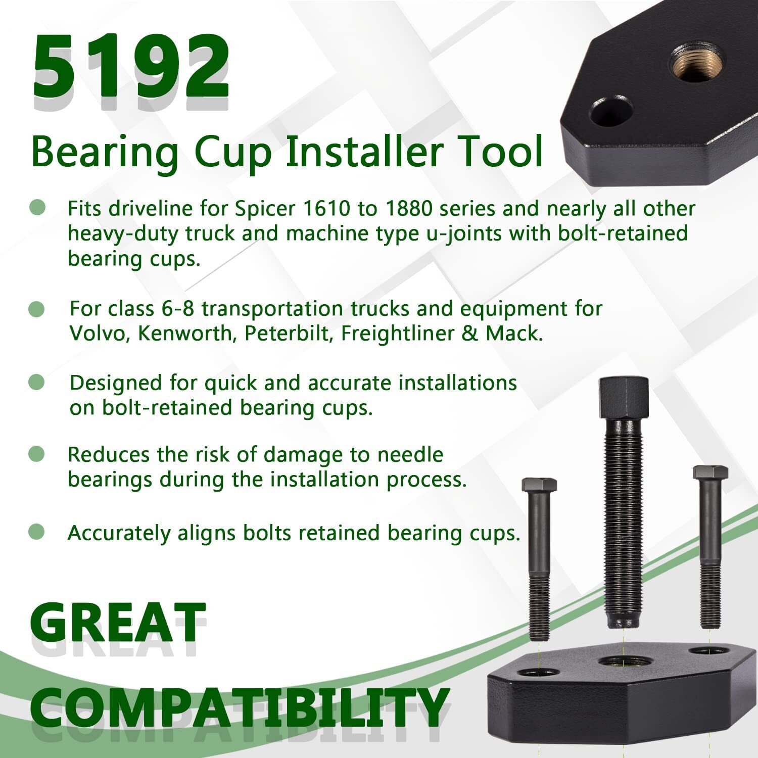 Heavy-Duty Truck 10102 U-Joint Puller with 5192 Bearing Cup Installer Tool Set