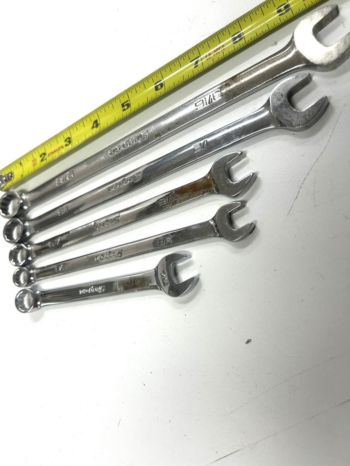 A-7777 Snap-on 5 Pc SAE Com Wre Set 9/16” 1/2” 7/16” 3/8” 5/16” USA