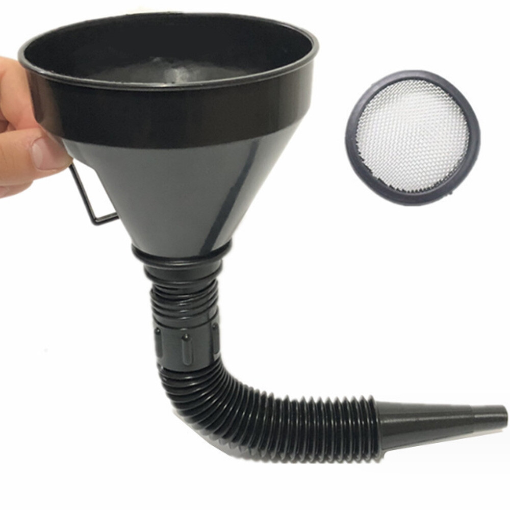 Car Motorcycle Flexible Spout Filter Gas Oil Water Fuel Funnel With Mesh Screen