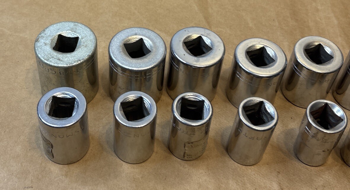 Craftsman K4-44809 1/2” Drive Ratchet 10” w/ 16 Sockets + 6” Ext. V Series USA