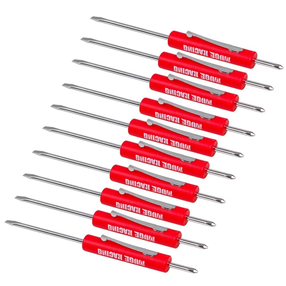Red 10PCS Mini Pocket Screwdriver Flat Head Tip with Phillips Top Pocket Clip