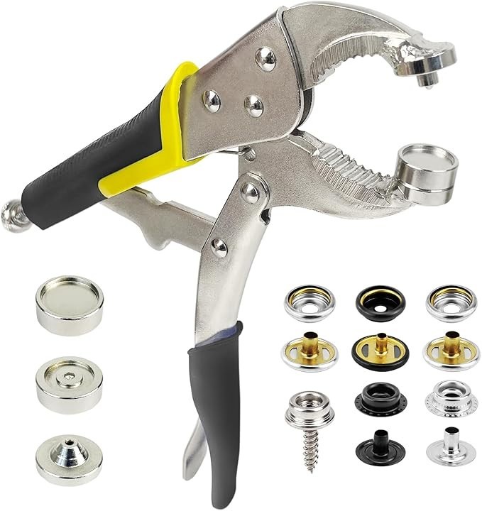 Snap Fastener Tool Heavy Duty Setter Pliers 60 Sets 15mm Stainless Snaps Canvas