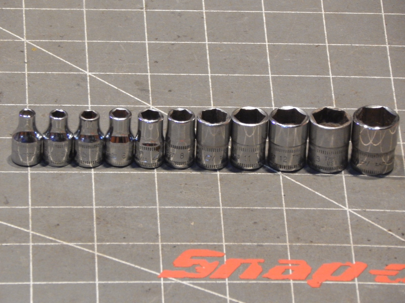 Snap On Tools 11Pc Metric 1/4″ Drive Shallow Socket Set 4MM 14MM 6Pt Dr TMM