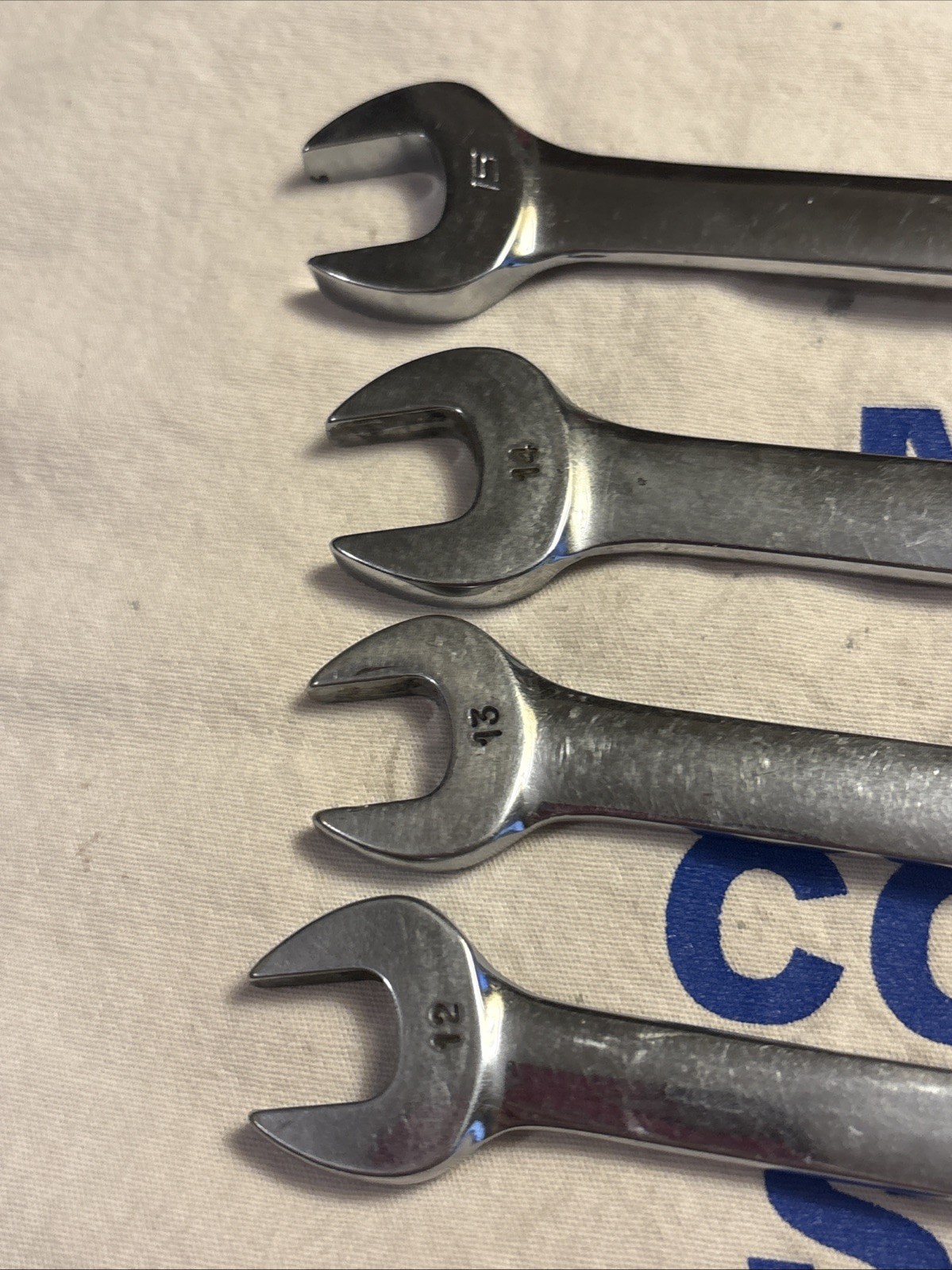 Snap-on 12 13 14 15MM Metric 12pt Swivel Flex Head/Open End Combo Wrench Set