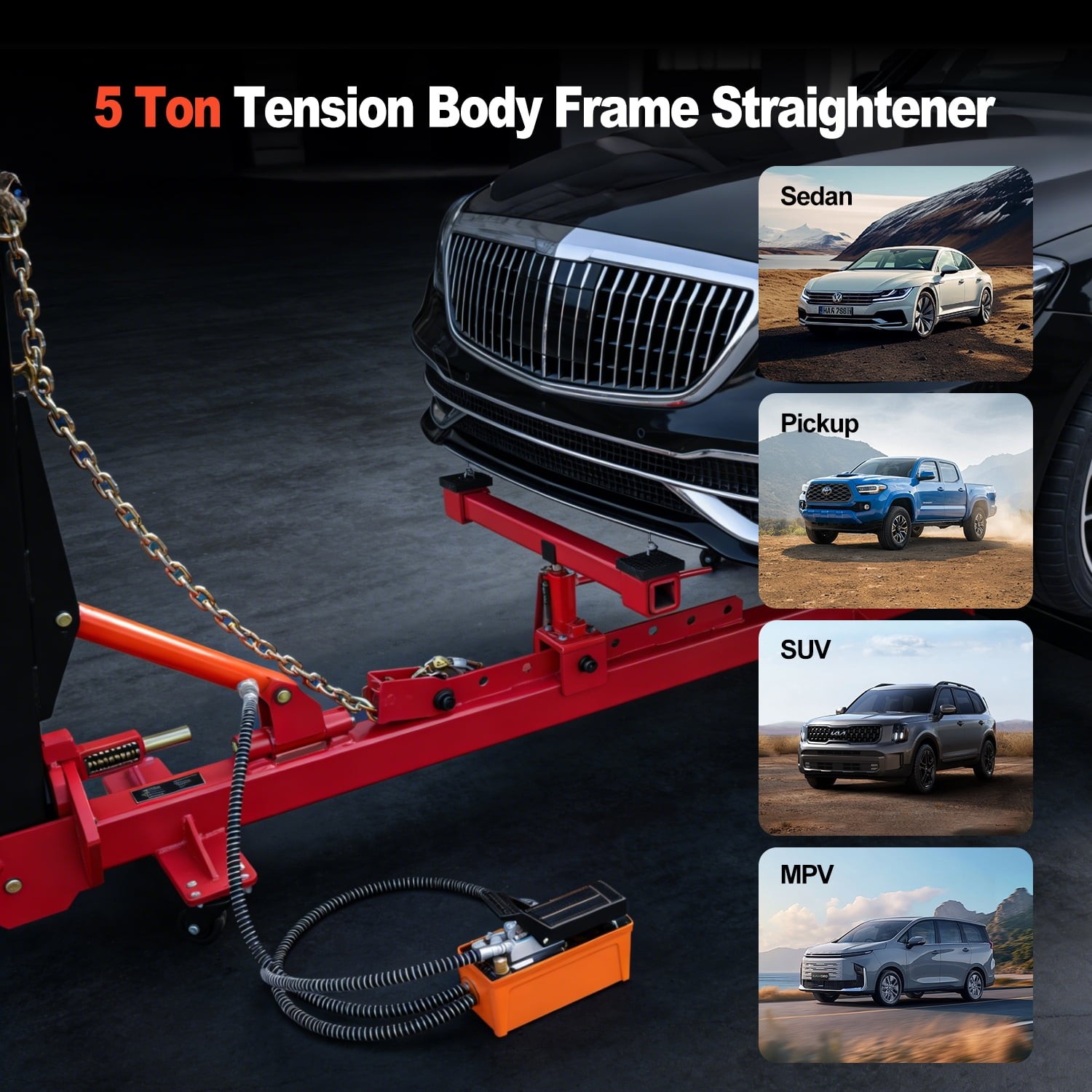 Auto Body Frame Puller Straightener 10T Car Frame Machine with 14PCS Repair Part