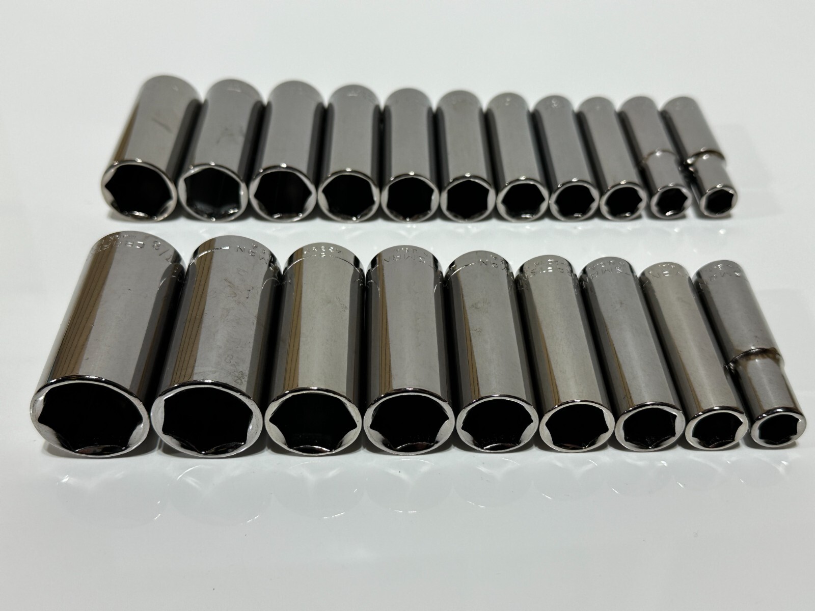 NEW Craftsman USA G 20pc Deep 6 Point Socket Set, Metric 9-19mm & SAE 3/8 to 7/8