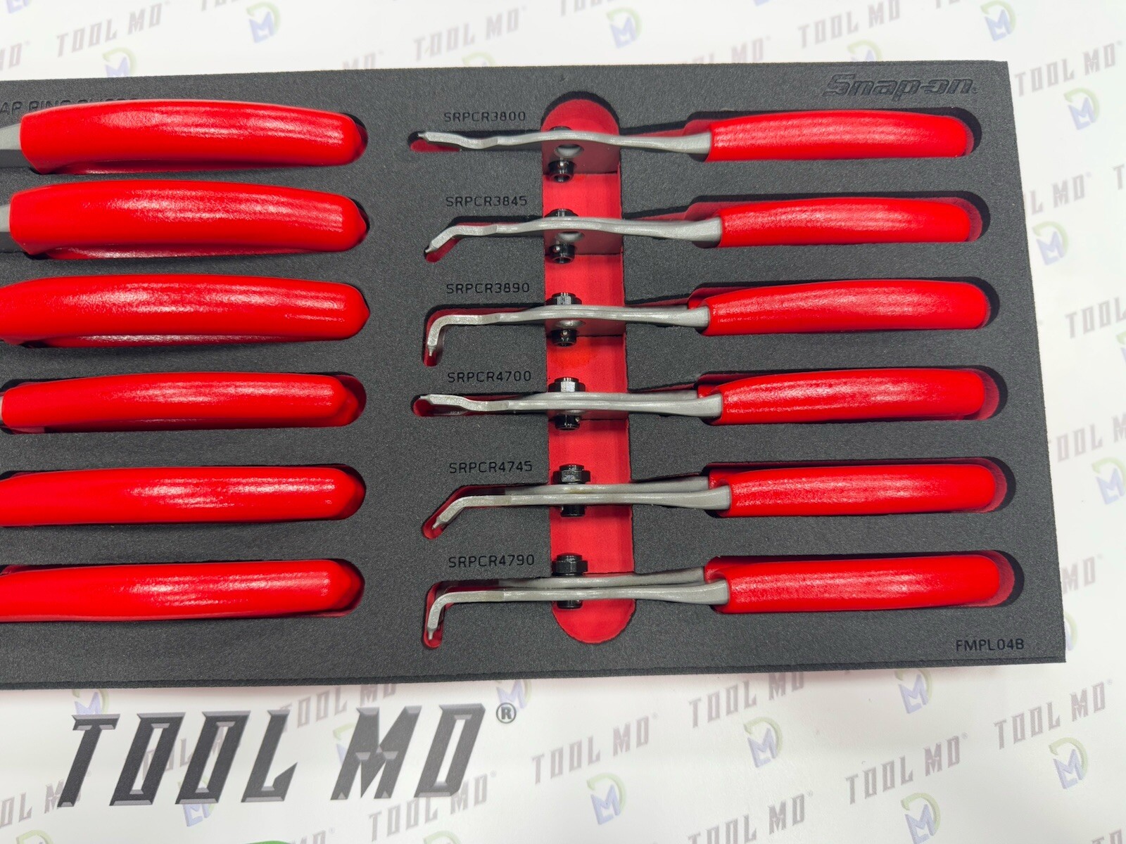 Snap-on Tools USA NEW RED 12-Piece Master Snap Ring Pliers Foam Set SRPCR1200FR