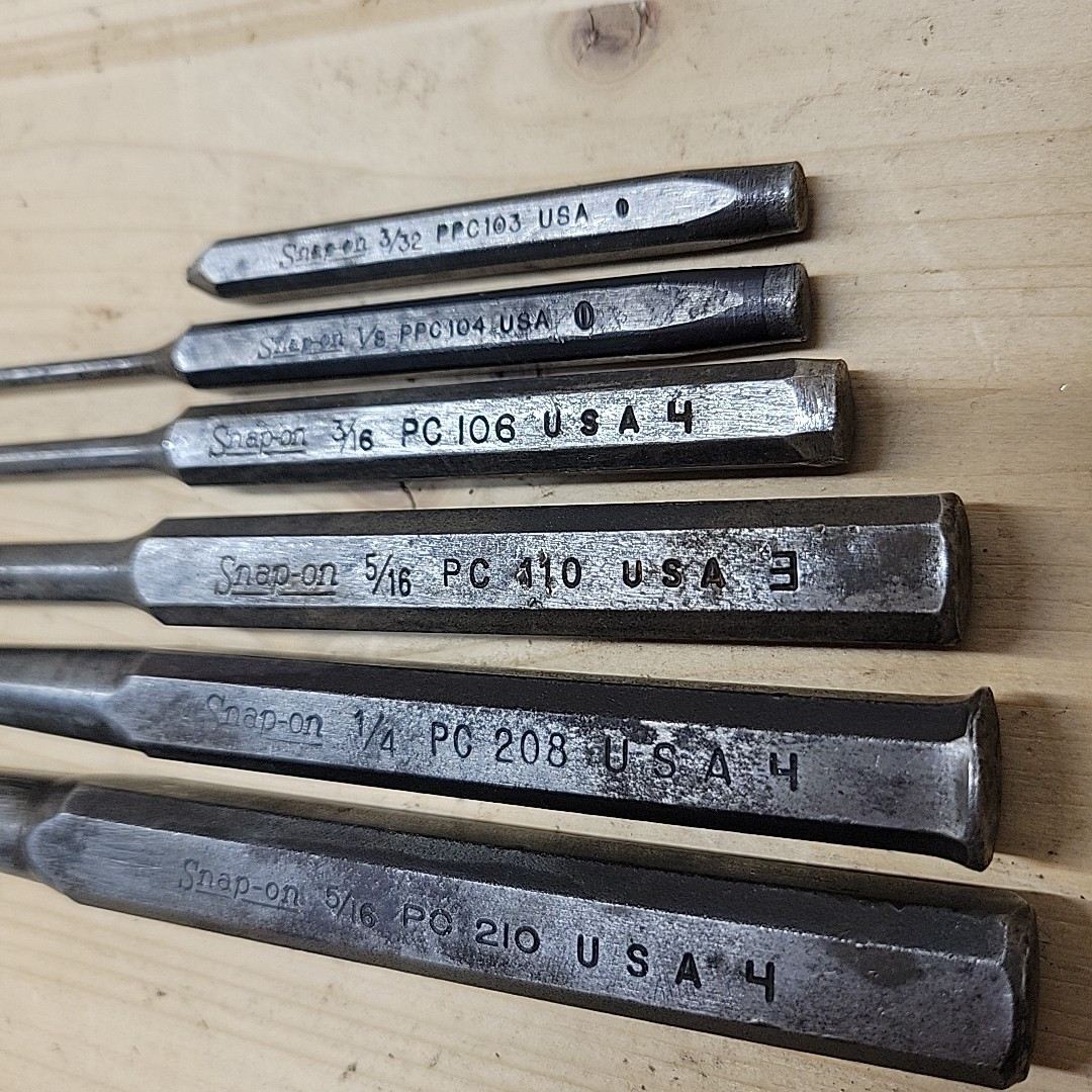 Lot of 6 Snap-On Starter Punch set PPC210 PPC208 PPC206 PC106 PC208 PC210 USA