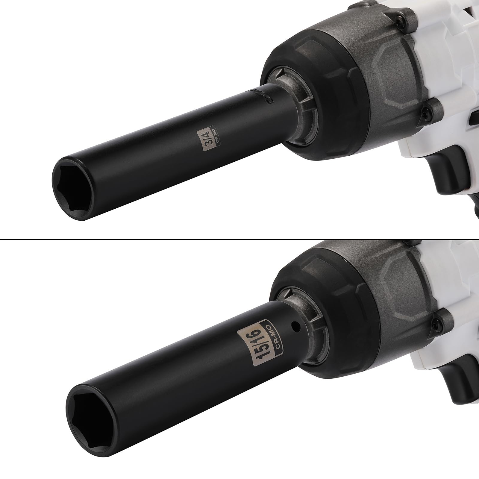 2PCS Extra Long Deep Impact Socket Set 1/2 Inch Drive – 3/4 & 15/16 Inch, CR-MO,
