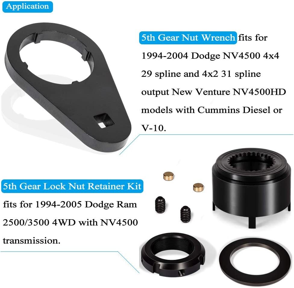 5th Gear Lock Nut Retainer Kit 1/2″ 5th Gear Nut Wrench forDodge Cummins