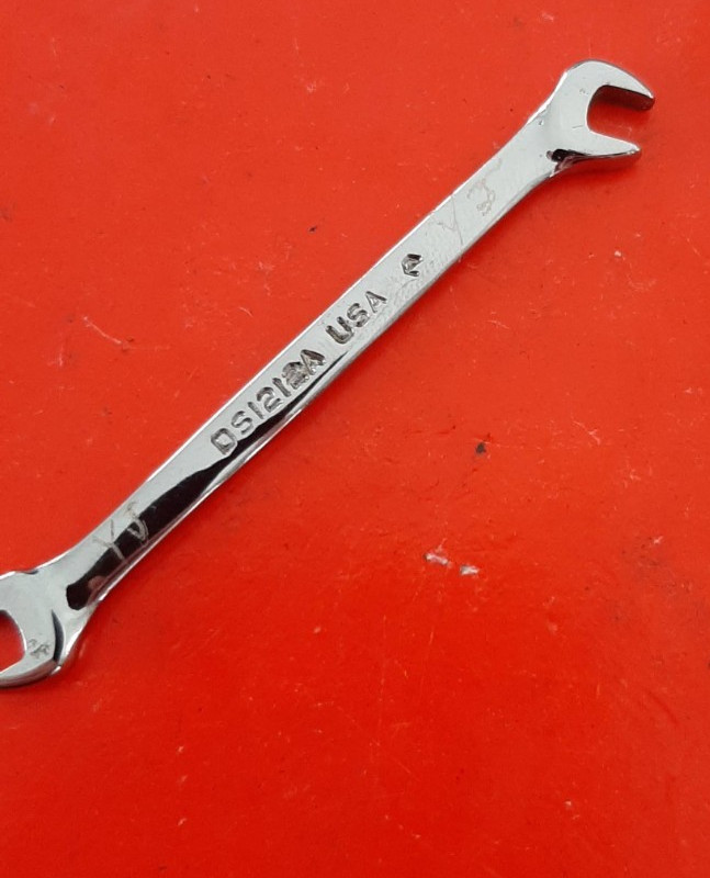 Snap-on Tools 3/16″ 15°/60° Offset Open-End Ignition Wrench DS1212A Engraved 105