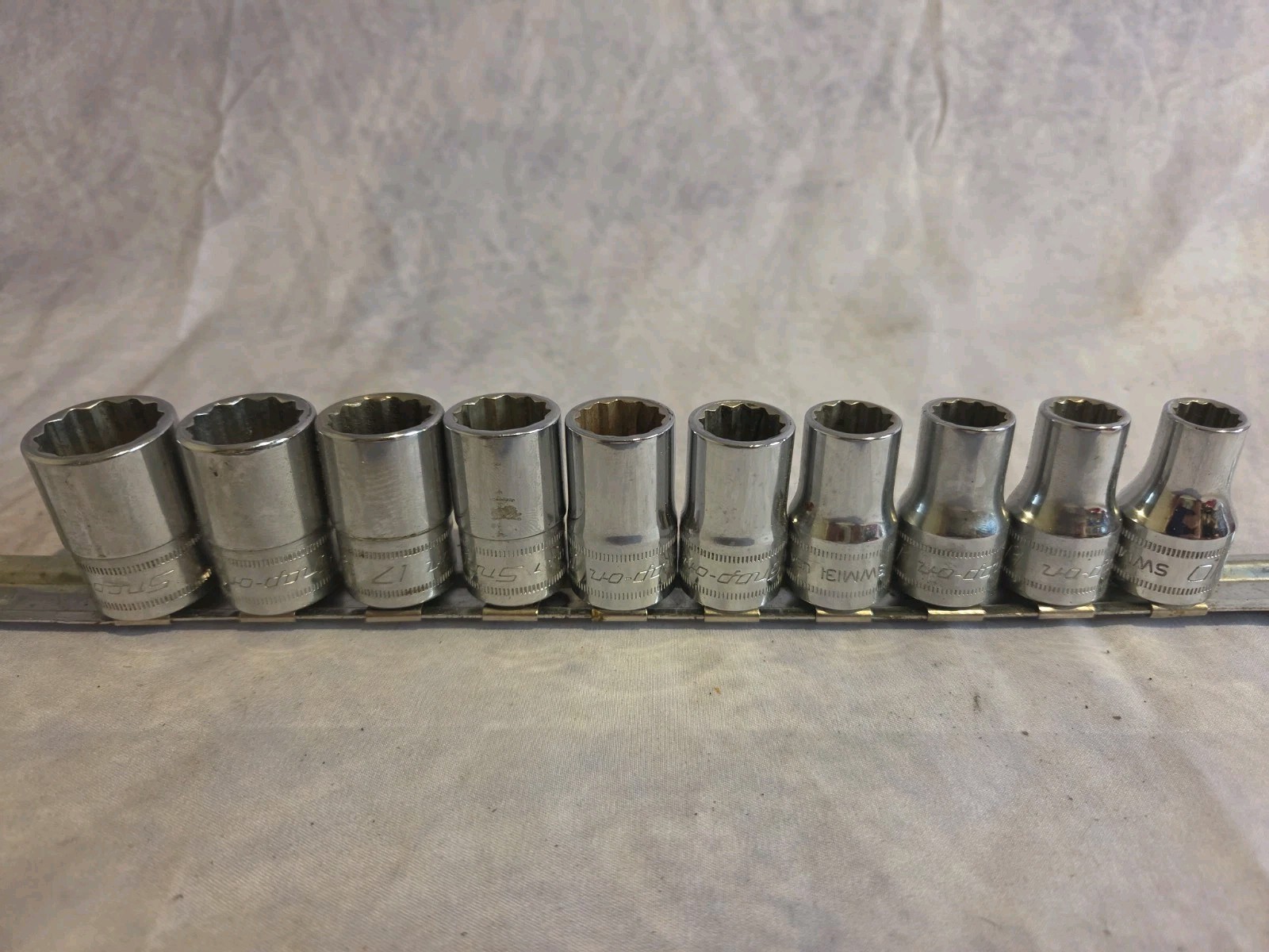 SNAP ON 10 Pc Metric Shallow Chrome Sockets 1/2″ Drive 12-Point 10mm-19mm SWM