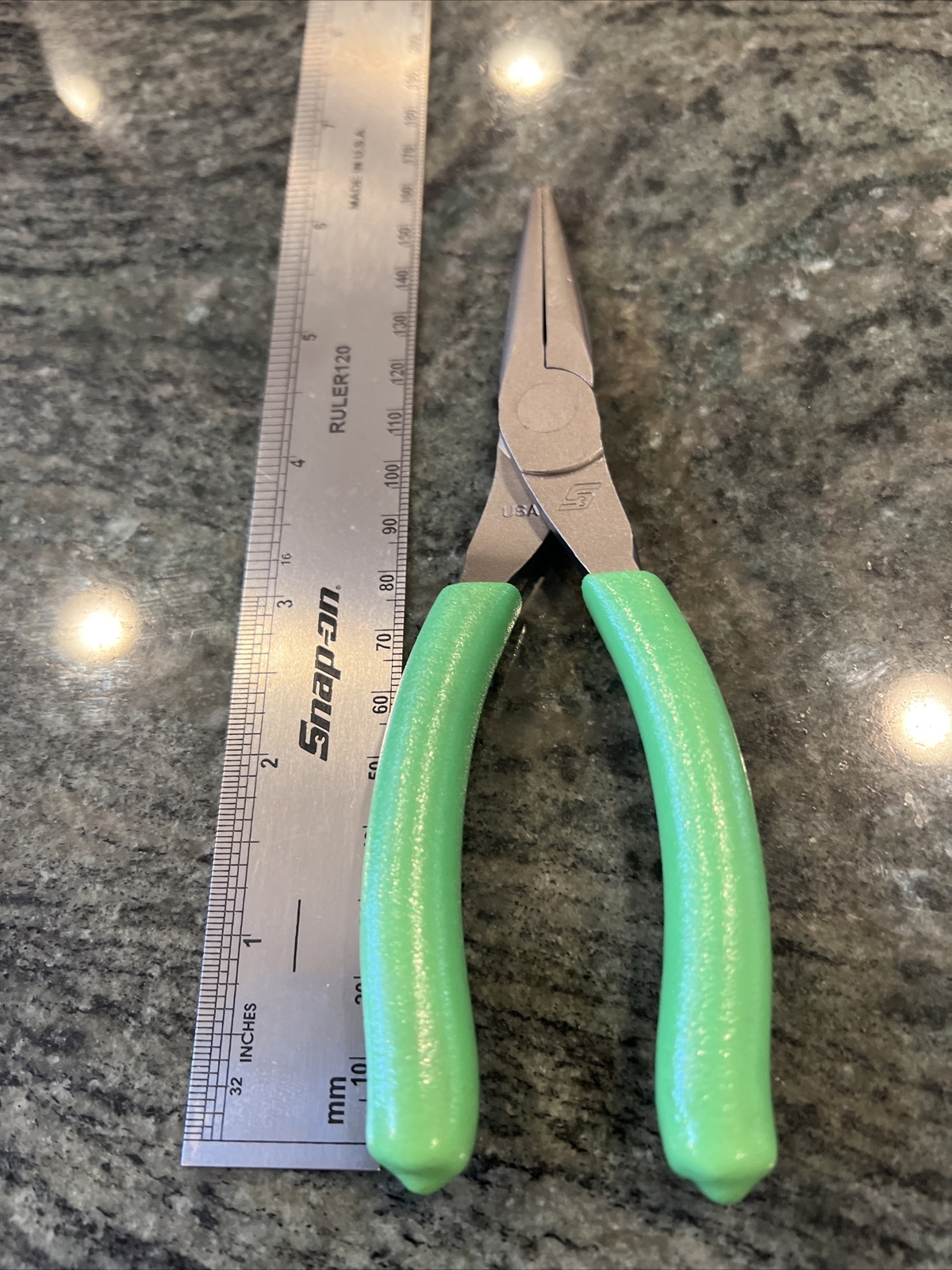 Snap-On 95acf 6″ talon grip needle nose pliers green