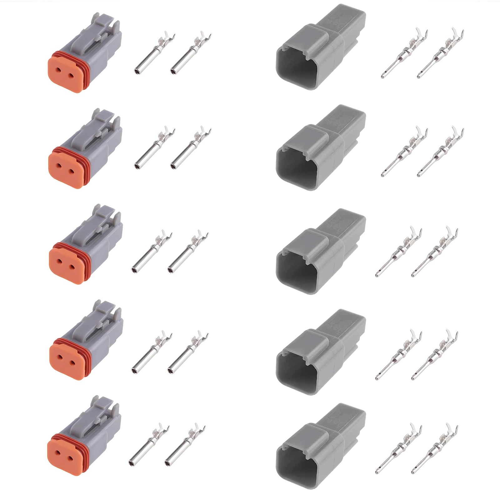 GUIRUIMOON Deutsch DT 2 Pin Connector Kit, Waterproof Male 2 gray