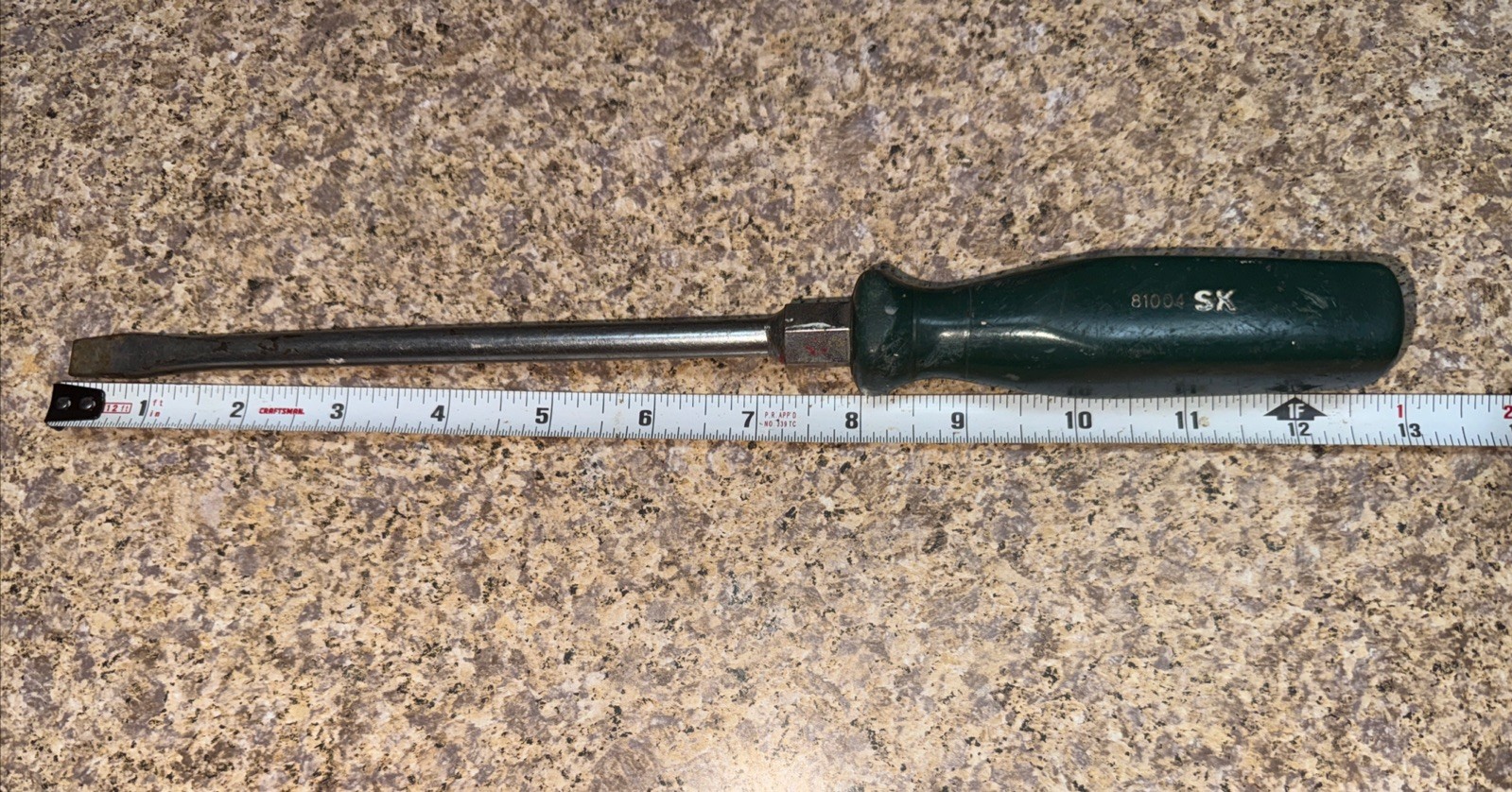 S-K Tools 81004 3/8” x 12.5” Flat Tip Slotted Screwdriver Green Handle SK