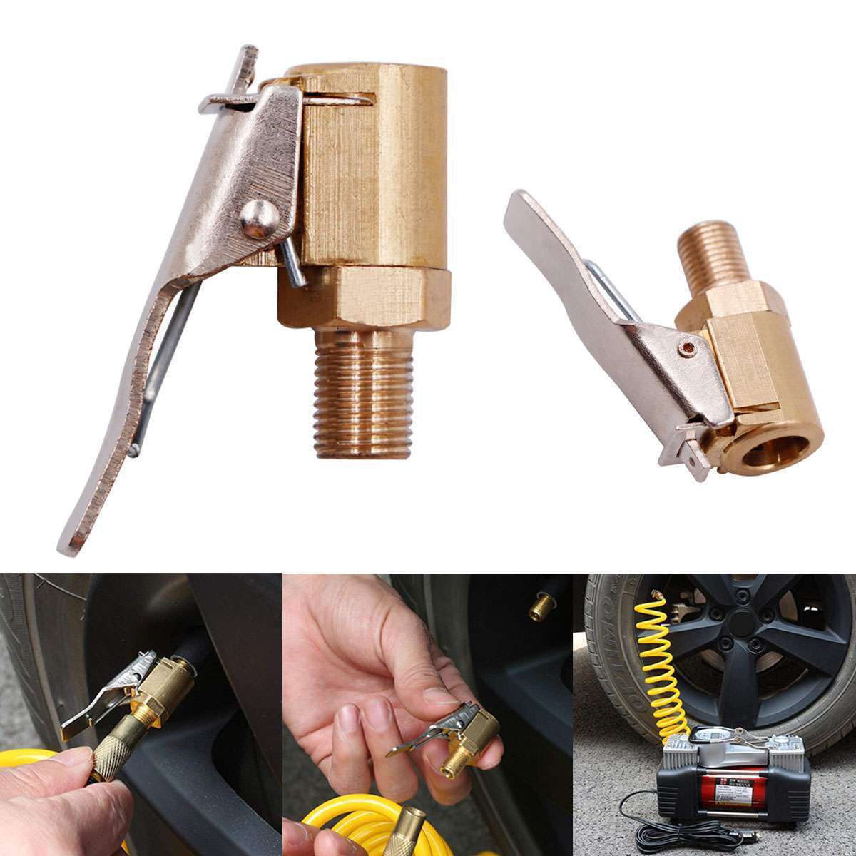 Car Tyre Wheel Tire Air Chuck Inflator Pump Valve Clip Connector Adapter 8MM US