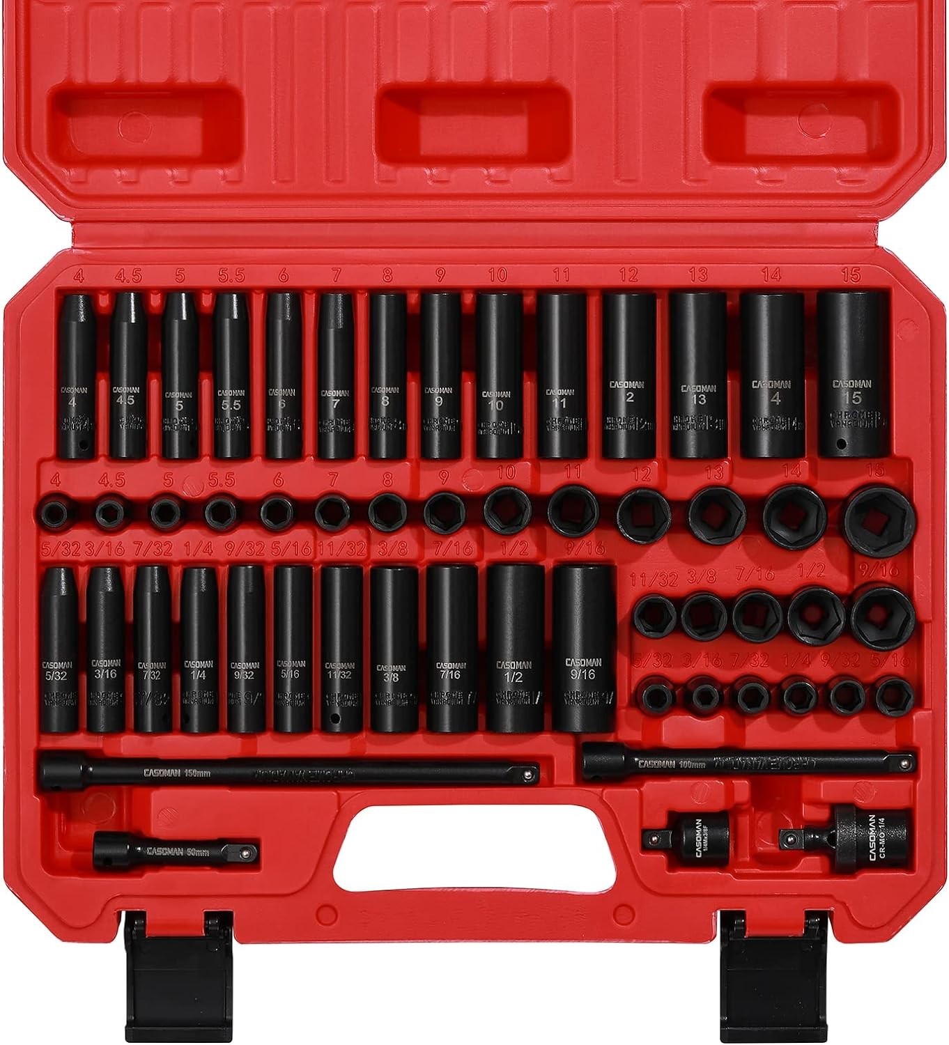 Comprehensive 55-Piece 1/4-Inch Drive Socket Set – Deep/Shallow, Laser Marked