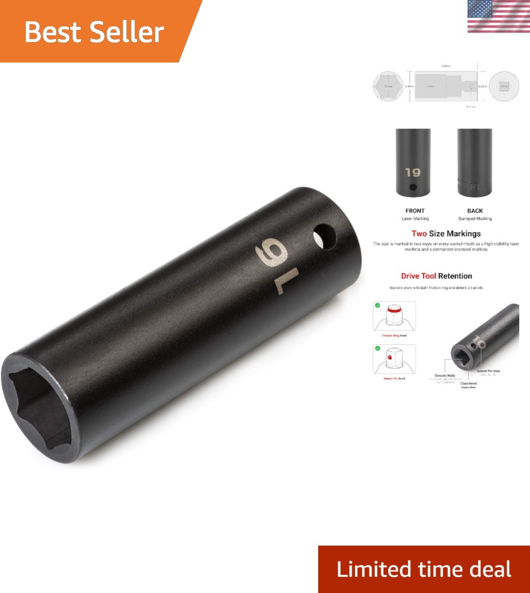 Durable 1/2 Inch Drive 16mm Deep 6-Point Impact Socket – Reliable Performance