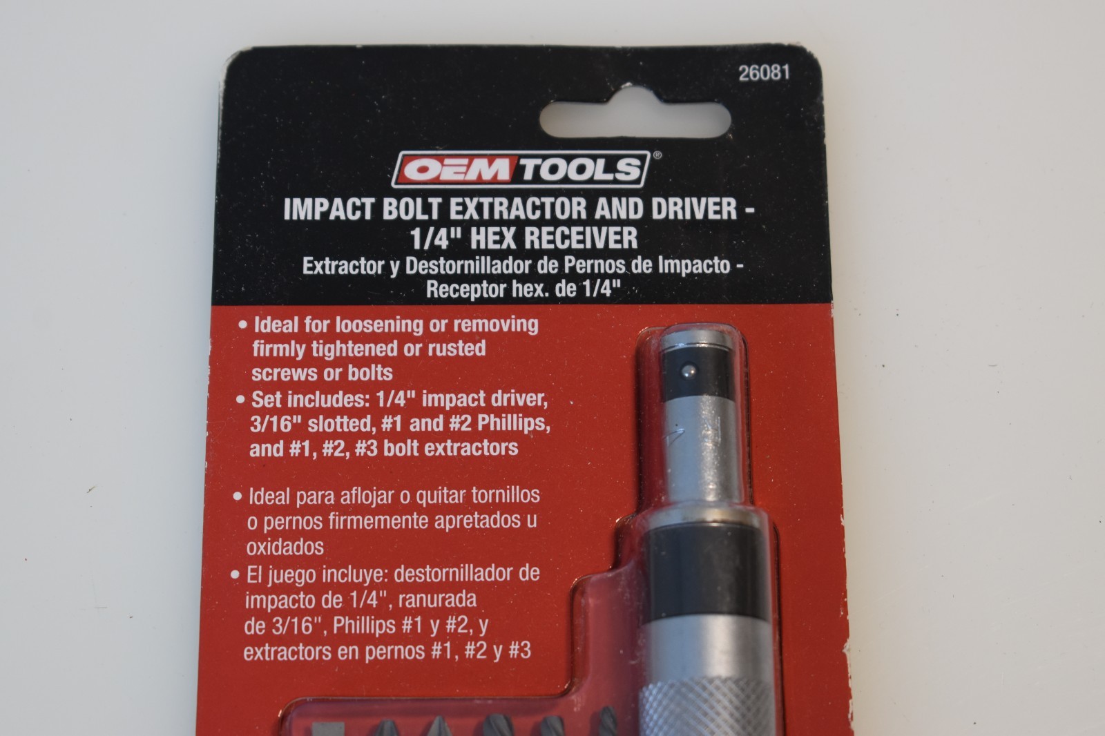 OEM Tools 26081 Impact Bolt Extractor & Driver 1/4″ Hex Receiver 7 pcs