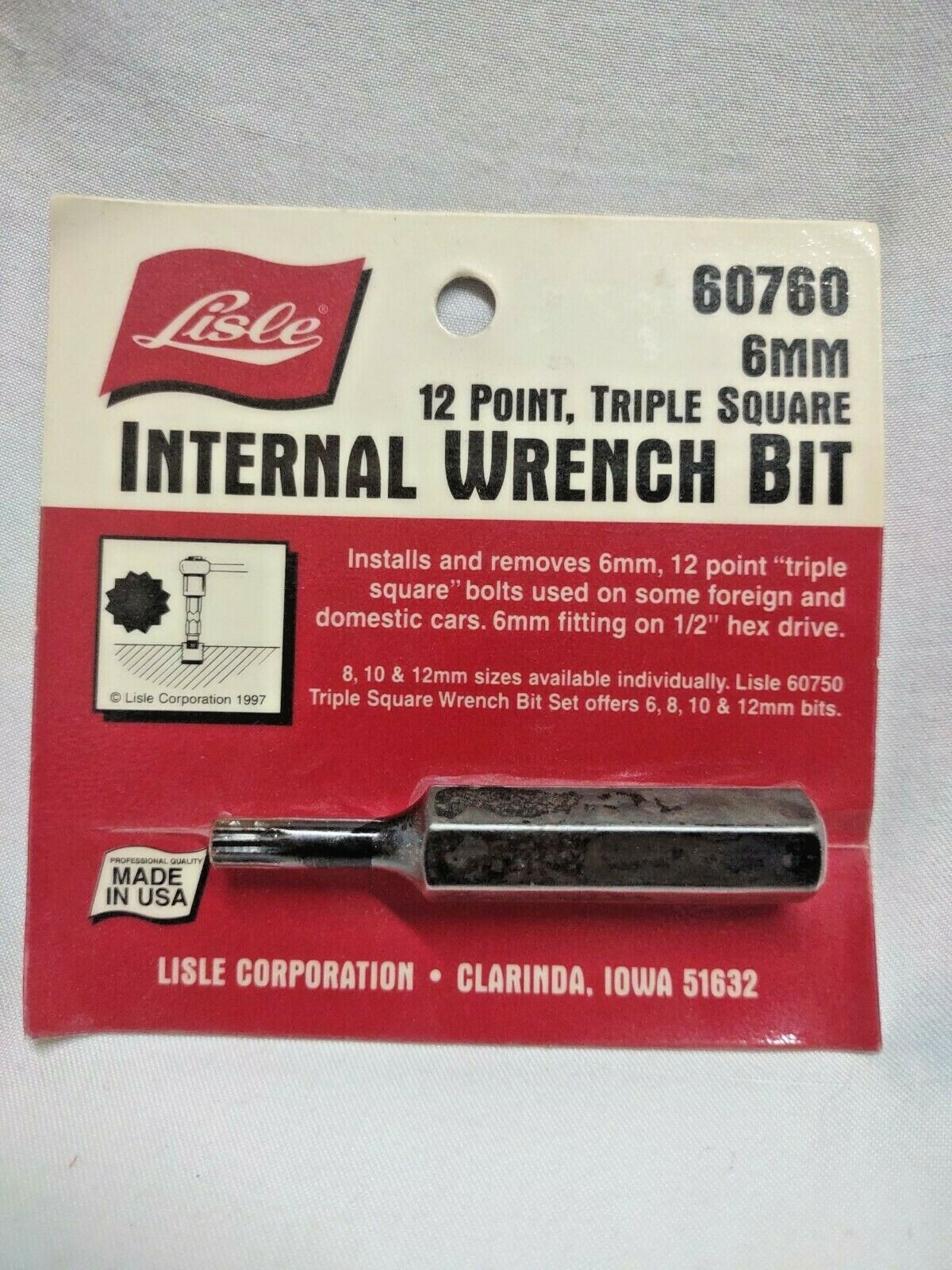 LISLE TOOLS 6Mm 12 point 1/2 Drive Triple Square Drive Bit 60760