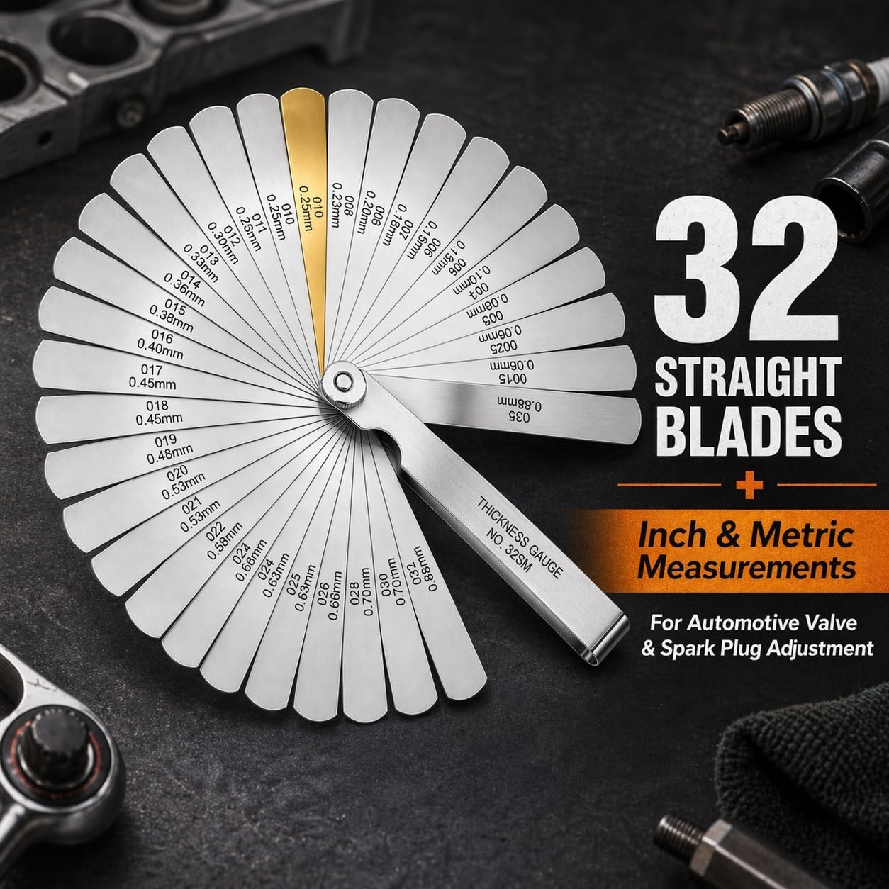 Durable Feeler Gauge Set – 32 Pcs Stainless Steel for Automotive and Musical Use