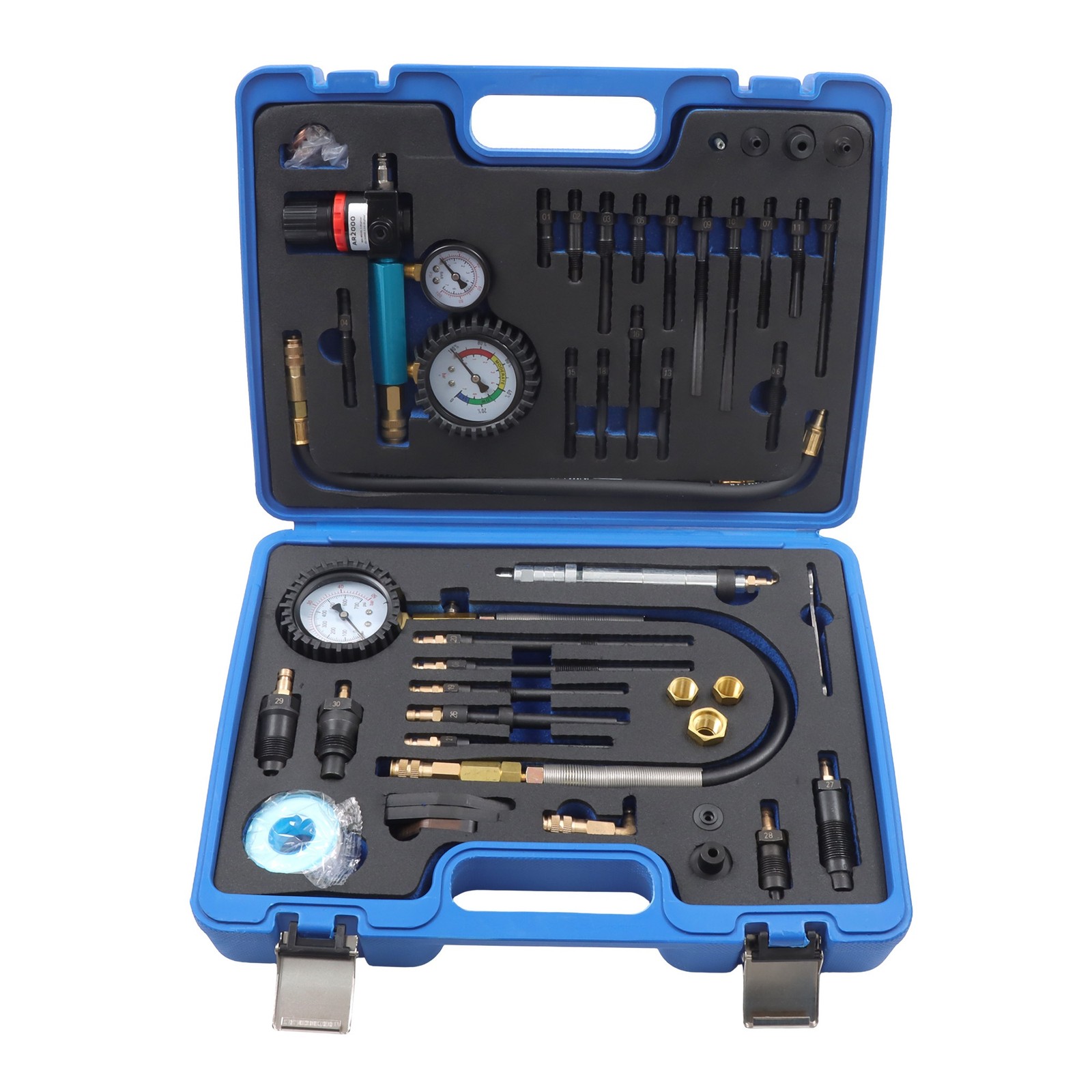 Labwork 46Pcs Diesel Petrol Engine Cylinder Compression Leak Down Tester Leak