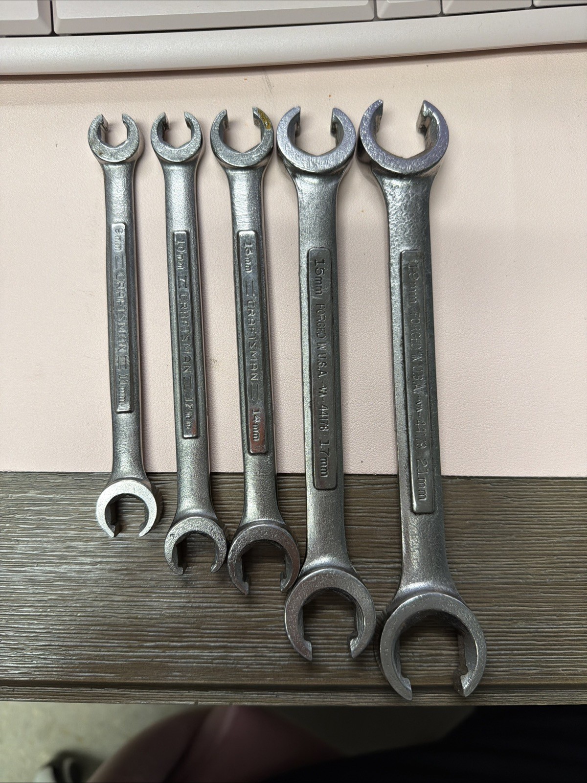 Vintage Craftsman USA 5Pc METRIC Flare Nut Line Wrench Set VA- 9mm-21mm