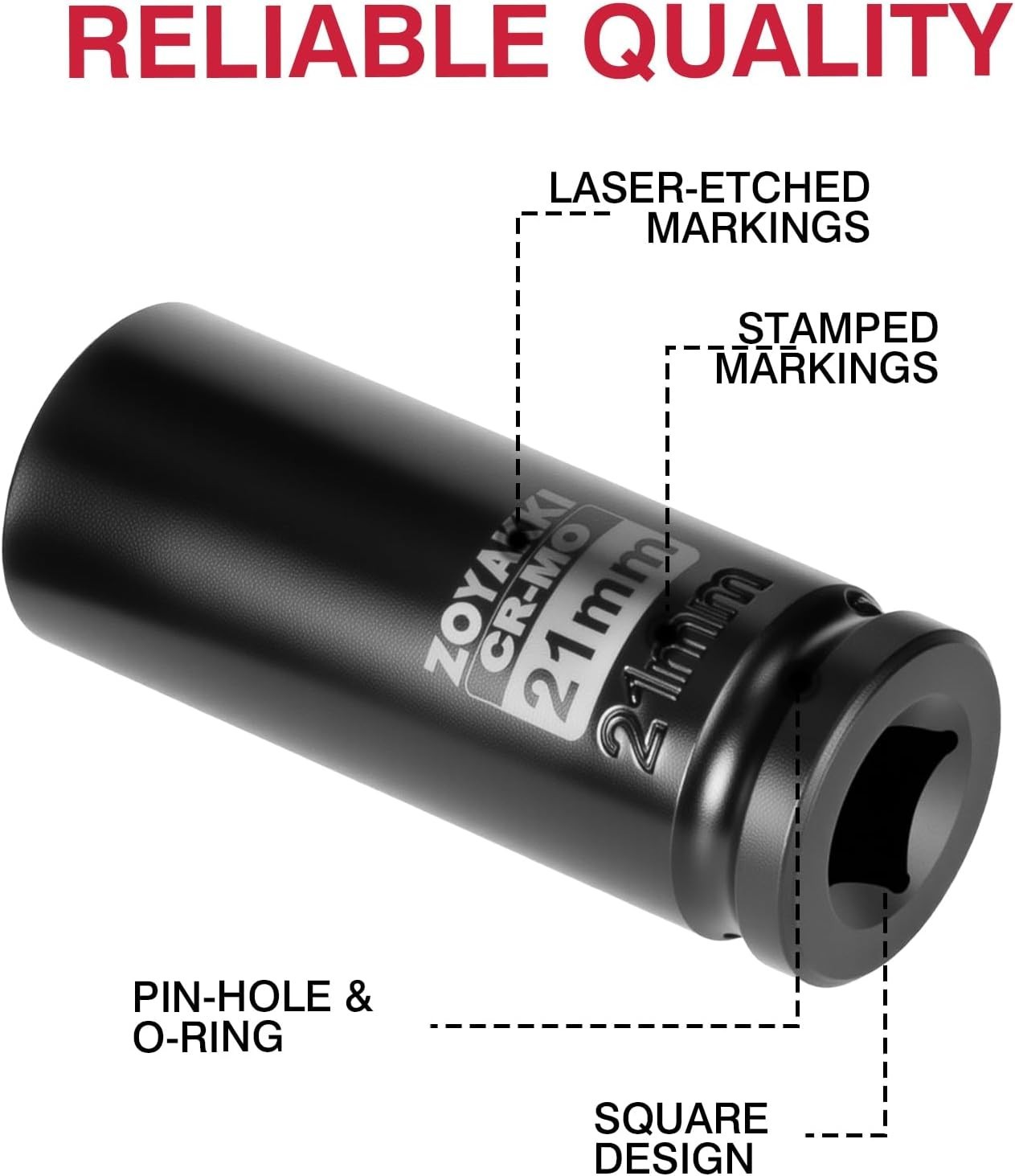 Chrome Molybdenum 21mm Impact Socket for Efficient Axle Nut Removal – 1/2