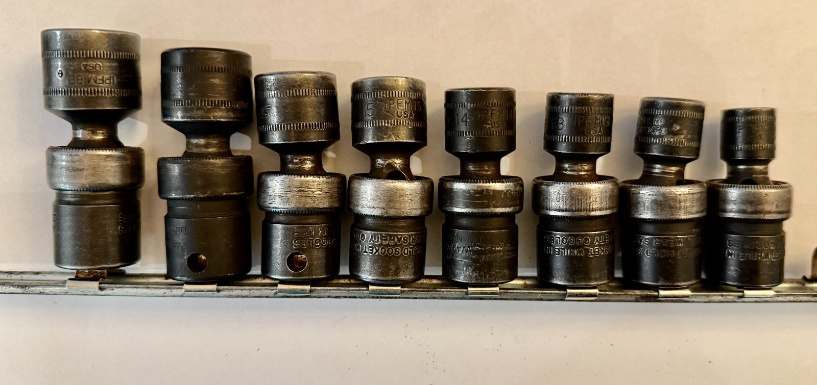 Snap On 3/8″ Drive Impact Swivel Flex IPFM Socket Set of 8 pcs.
