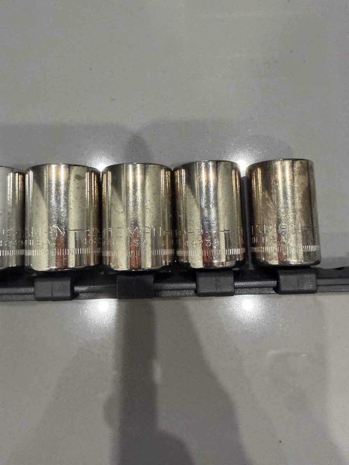 10pc CRAFTSMAN 1/2″ DRIVE » VINTAGE» 12PT SOCKET SET W/ HOLDER SAE USA 18-27mm