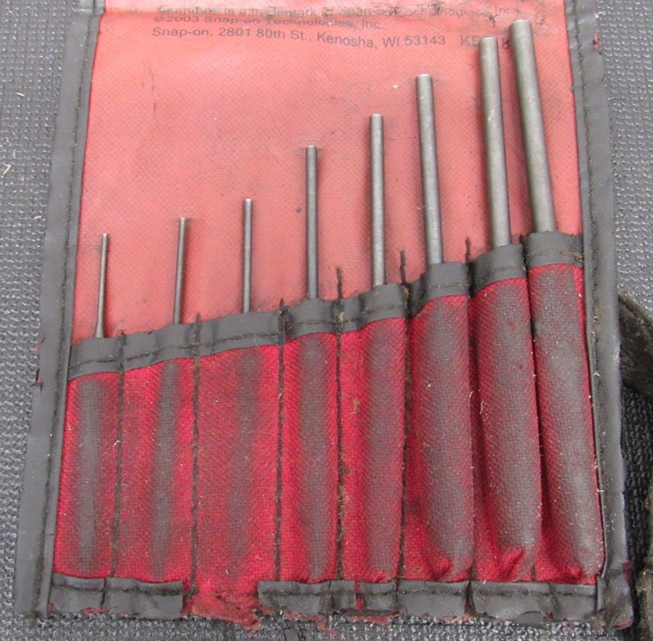 Snap-on 8-pc Roll Pin Punch Set PPR708BK w/ Pouch COMPLETE