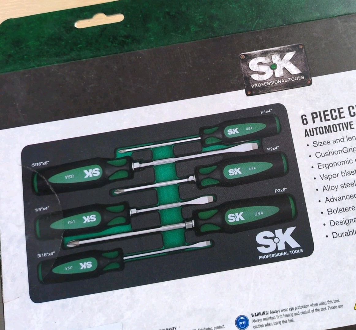 SK Professional Tools 6 Piece Cushion Grip Screwdriver Set Automotive LIFETIME W