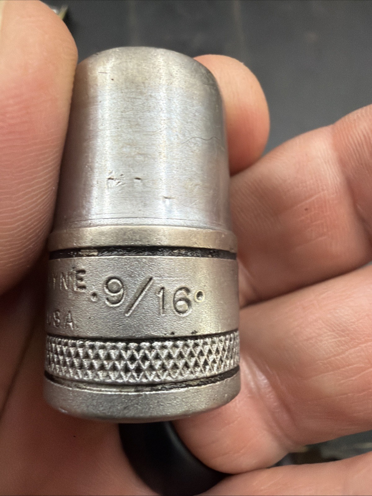 S-K Wayne 40118 1/2” Drive 6 Point 9/16” SAE Shallow Socket Vtg USA