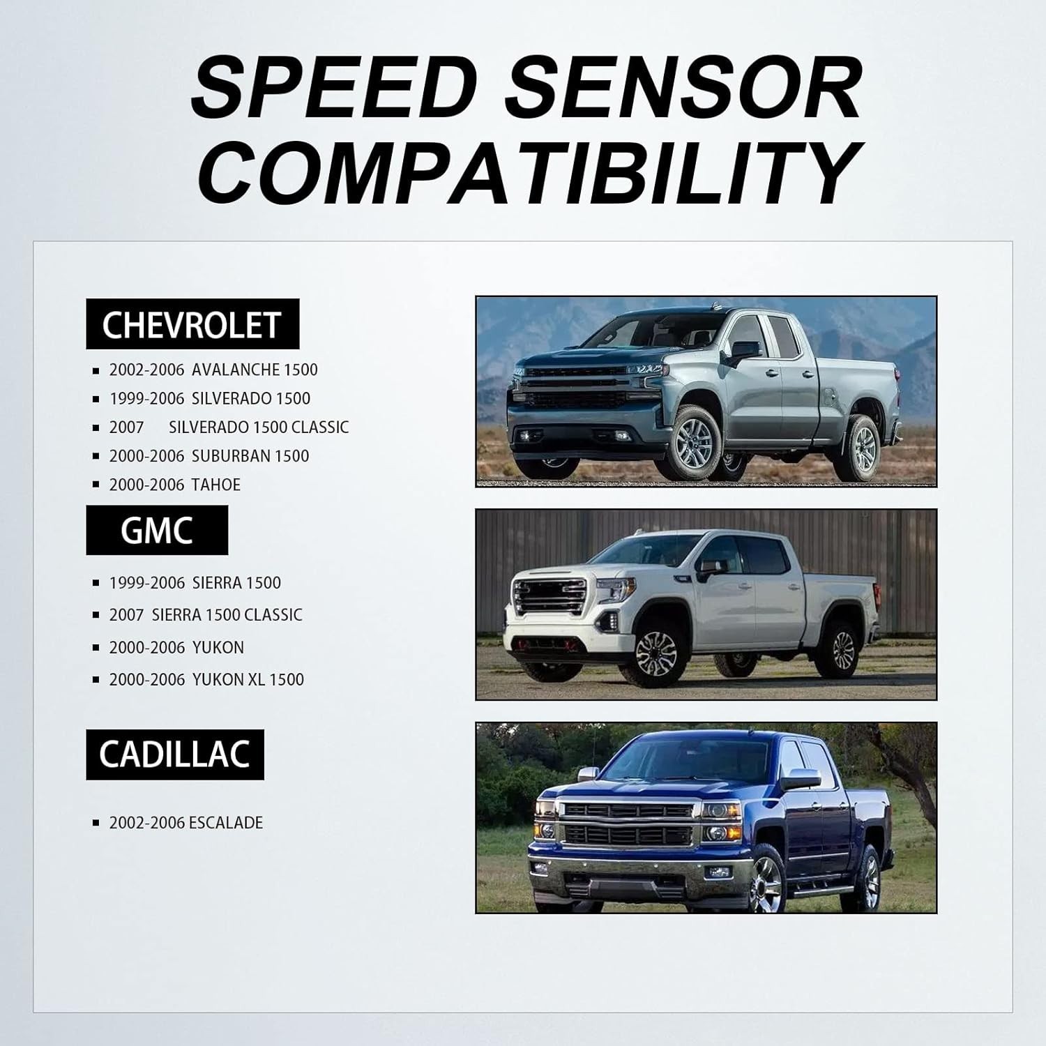 ABS Wheel Speed Sensor Front Left Right for Chevy Avalanche 1500, Si…
