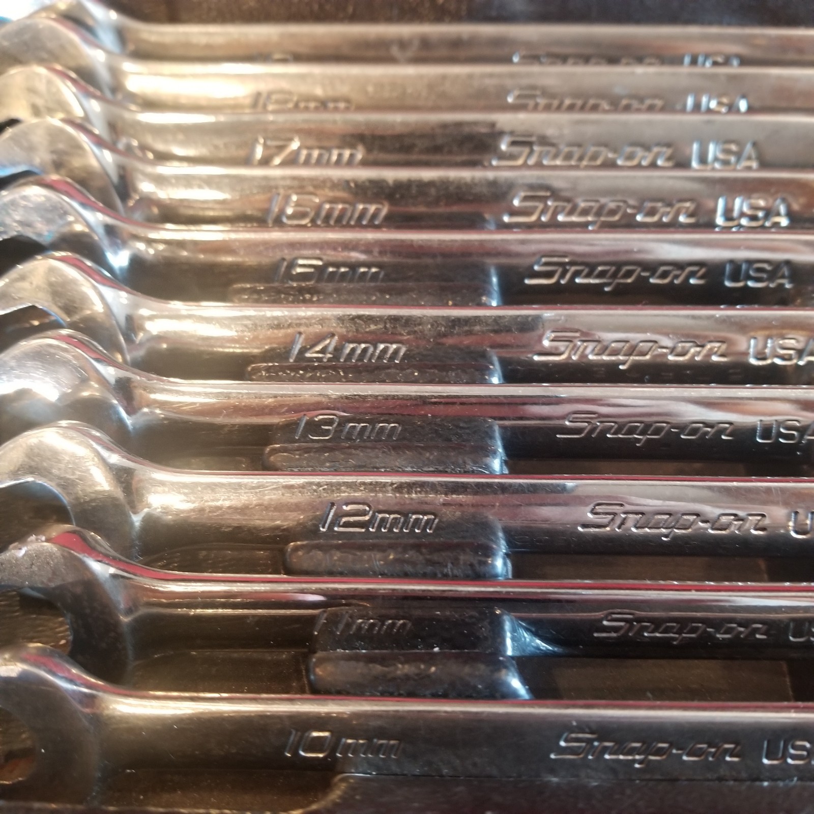 Snap On Tools USA OEXM710B 10pc Metric 10mm to 19mm Combination Wrench Set, 12PT