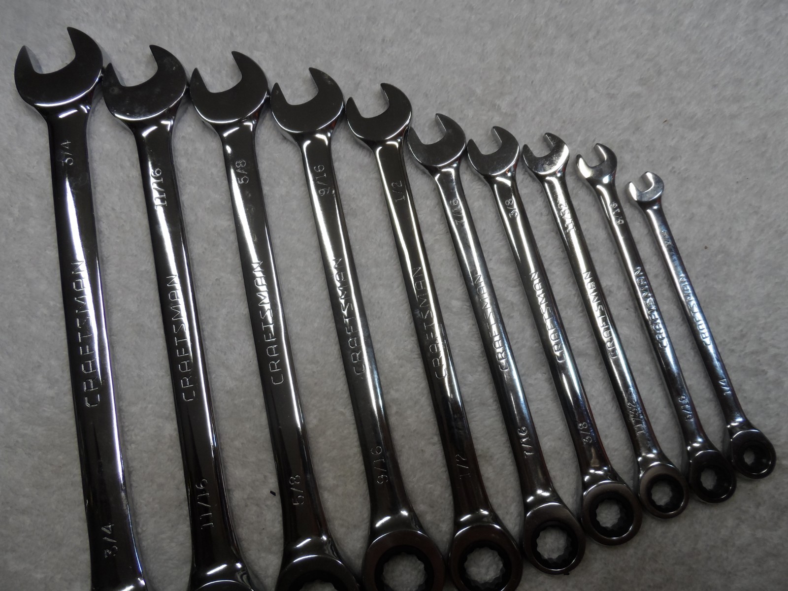 Craftsman SAE Full Polish Combination Ratcheting Wrench Set – 10 pcs