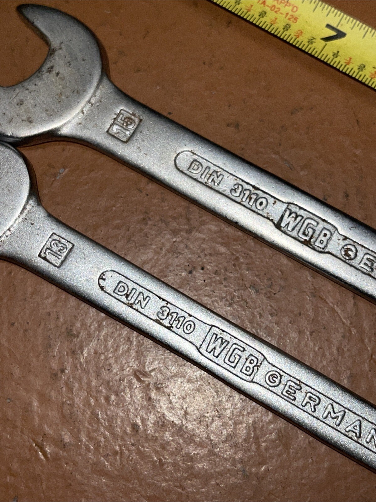 Vintage WGB 12 X 13 MM & 14 X 15 MM Metric Open End Wrench Set West Germany