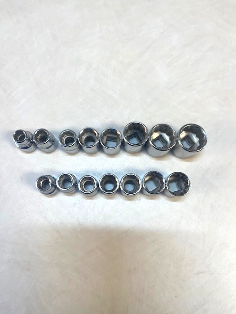 Stanley CR-V Sockets 3/8 drive 8 SAE 5/16-3/4, 7 Metric 9mm-15mm 15 total NWOT