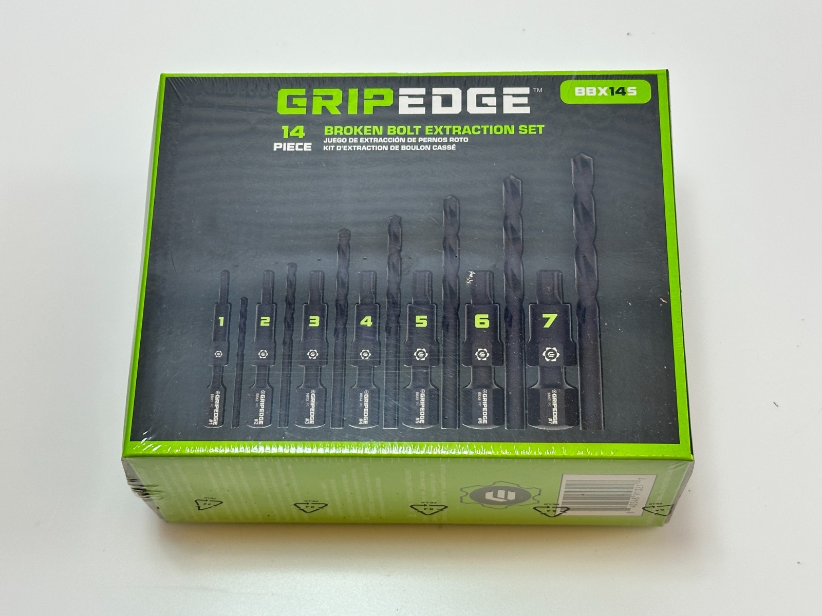 NEW GripEdge BBX14S Broken Bolt Extractor Set 14-PC w/ Case