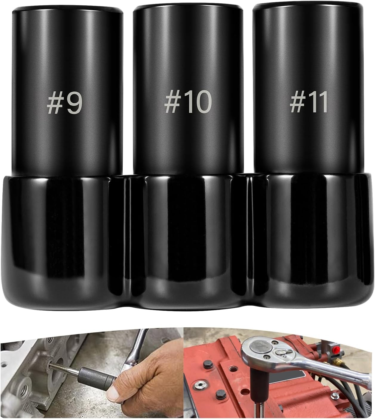 70940 3-Piece Tap Socket Set Tap Socket Wrench #9 10 11 Tap Sockets