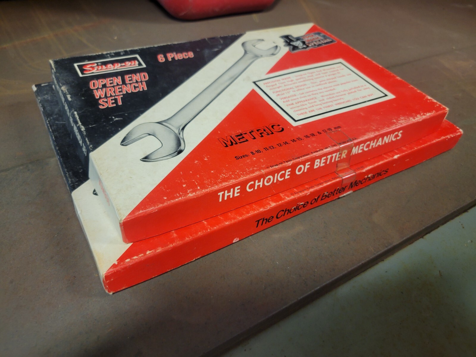 Vintage Snap On USA metric & standard open end wrench set original box very rare