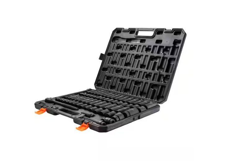 1/2 In. Drive Impact Socket Set,65 Piece Socket Set SAE 3/8 In. to 1-1/4 In. and