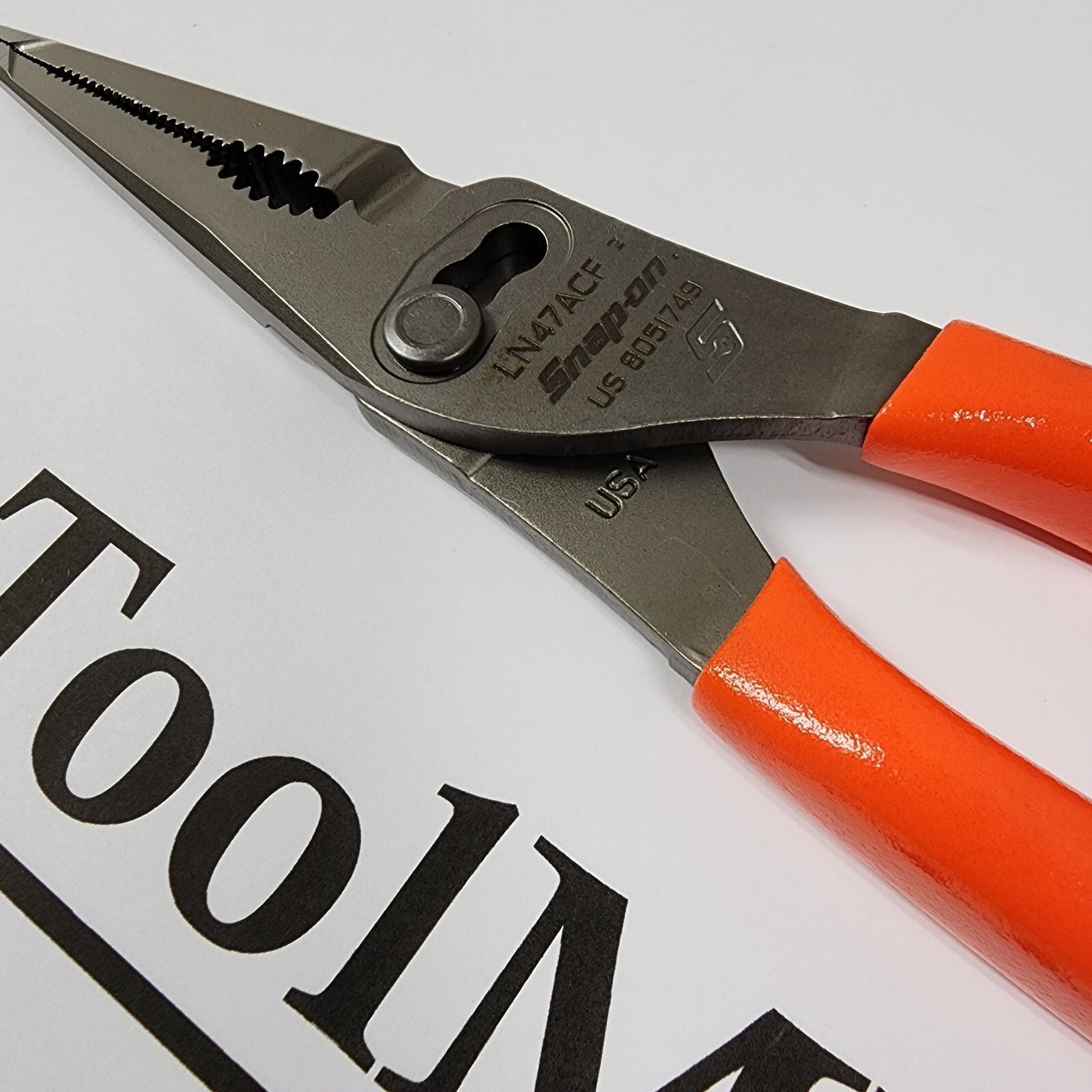 Snap-on Tools USA NEW ORANGE 9″ Talon Grip Long Nose Slip Joint Pliers LN47ACF