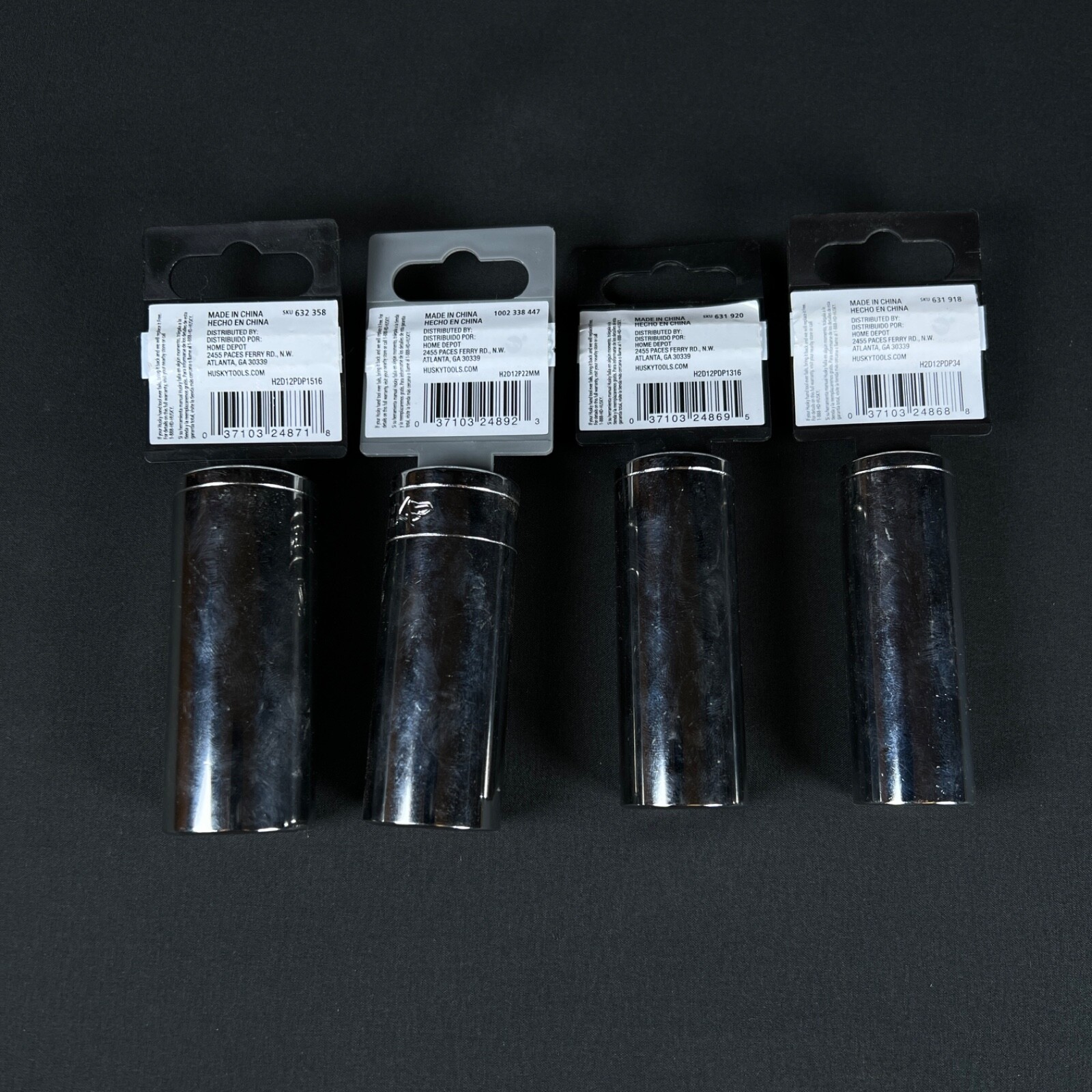 4pc HUSKY DEEP SOCKET 15/16in 22mm 13/16in 3/4in tools tool new sockets