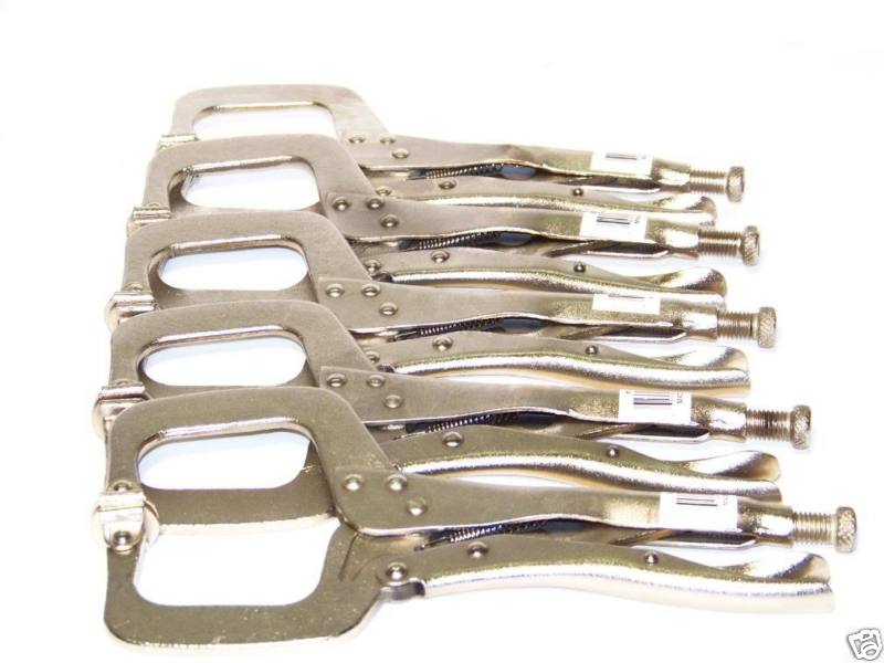10 pcs 11″ Locking C Clamp Pliers with Swivel Pad Vise Welding Woodworking Tools