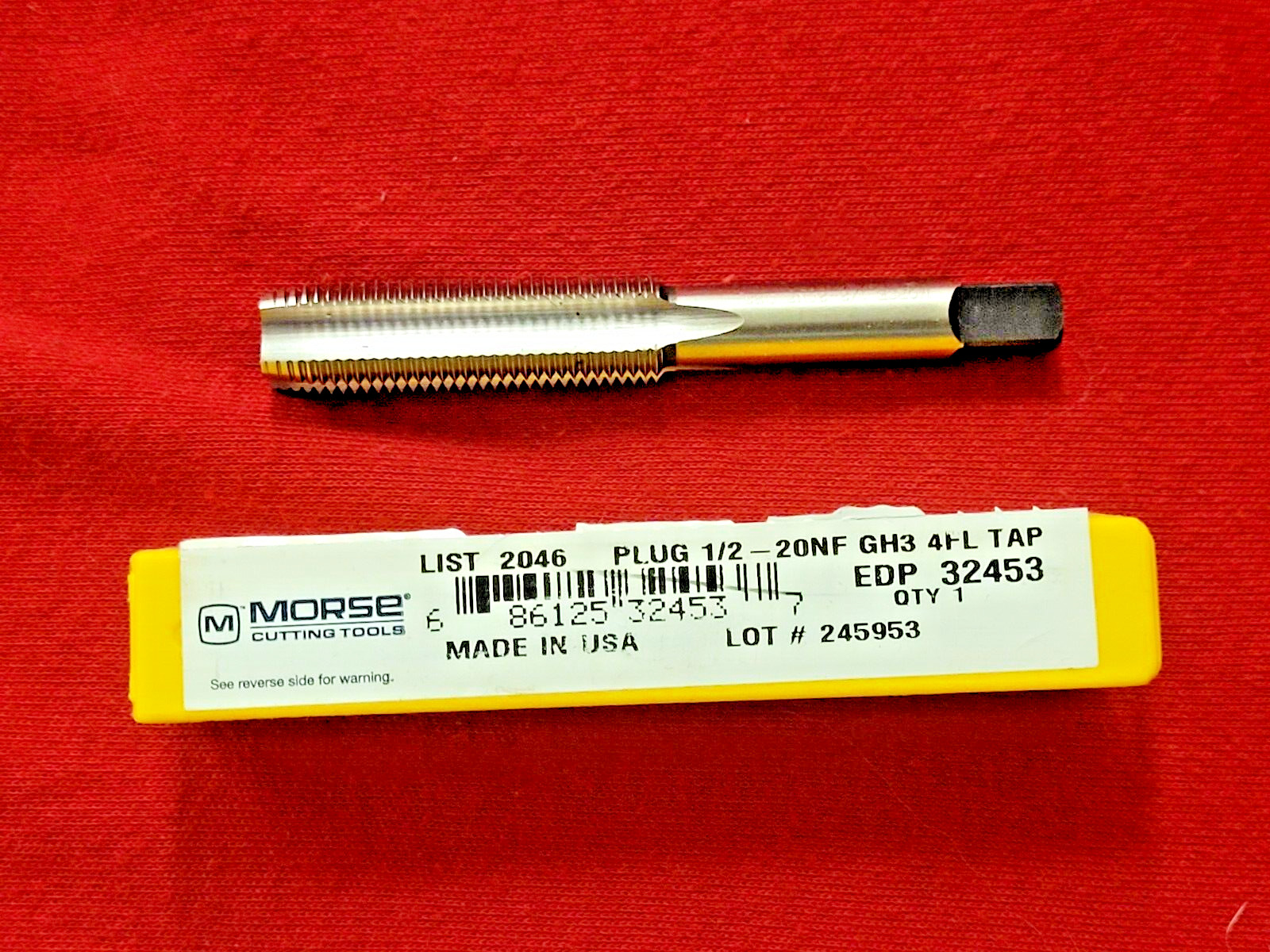 1/2-20 HS Plug Tap Morse MT3732453 4FL NF Hand Tap GH3 USA
