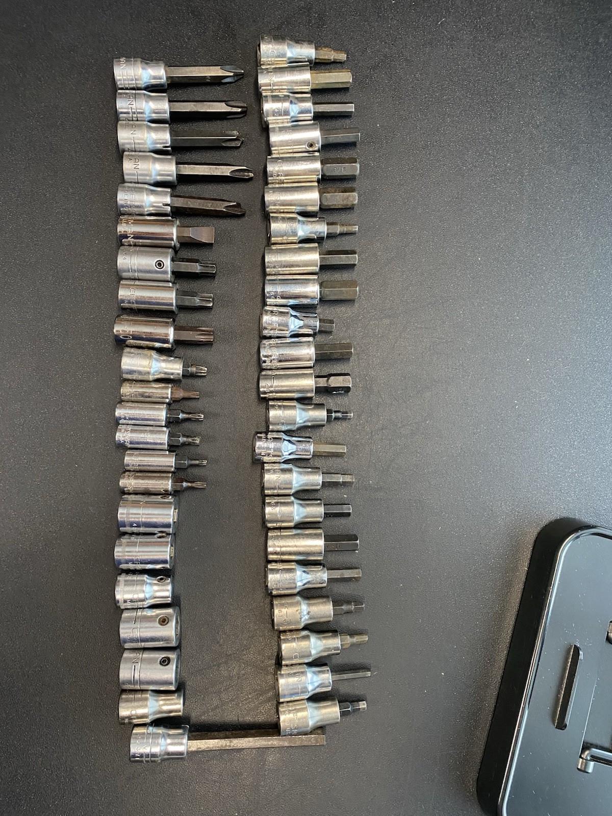 Craftsman 3/8″ 1/4” Hex/allen/ Flat/ Phillips Bit Set Mixed Lot 44 Pieces USA