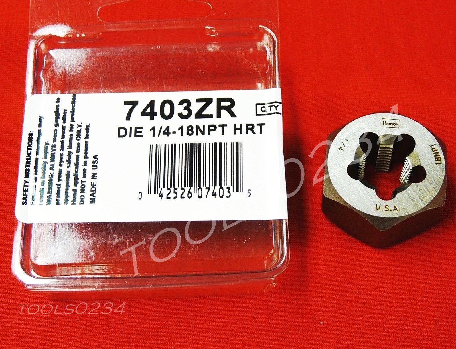 1/4 -18 NPT X 1.4″ Hex Pipe Die Nut Irwin Hanson 7403 ZR Carbon Steel Rethread